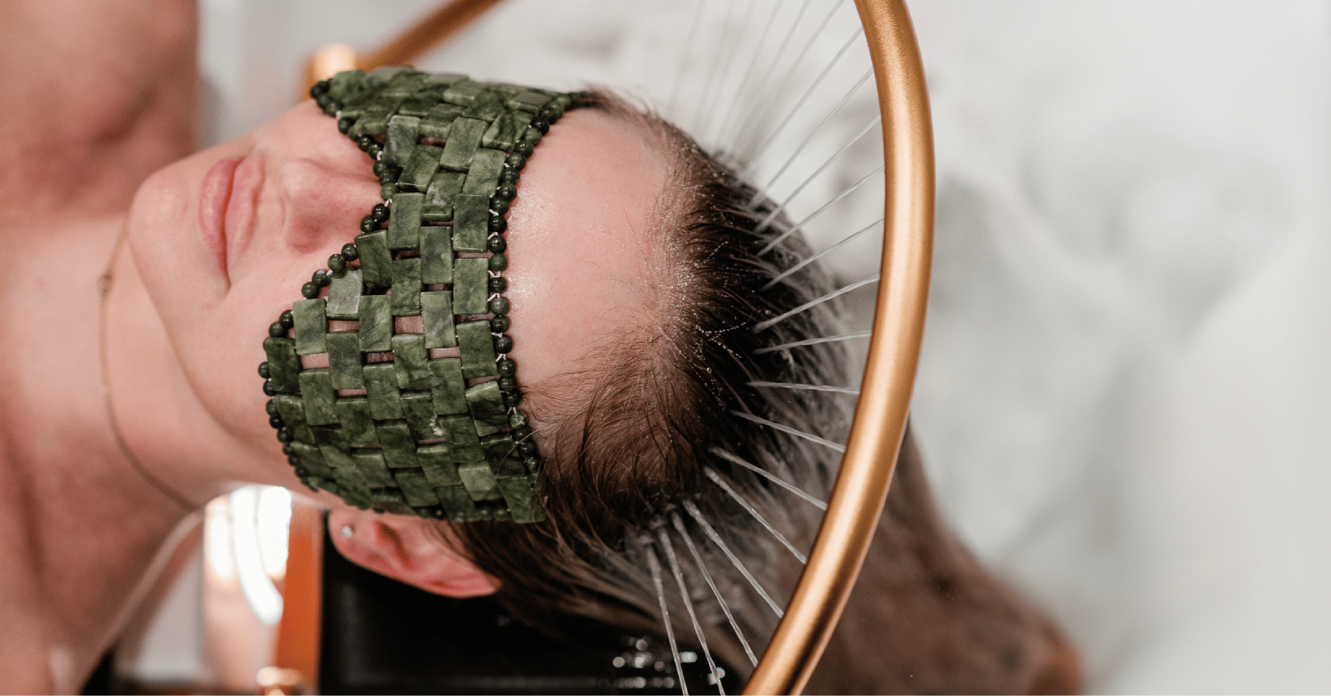 Japanese head spa ritual setup with petal water bowl and oil in London