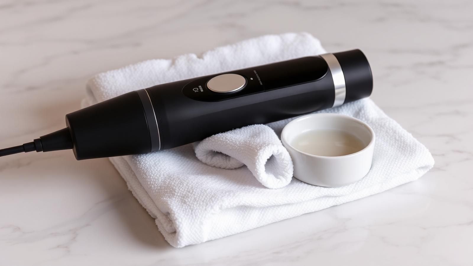 Radio frequency skin tightening device on a clean towel at Freeda Body Contour Clinic in London